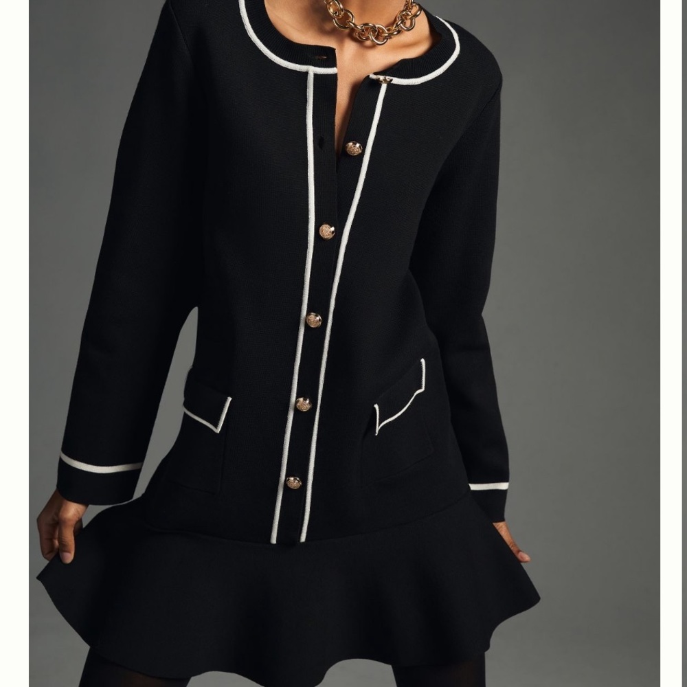 Anthropologie Endless Rose Mini Black Sweater Dress